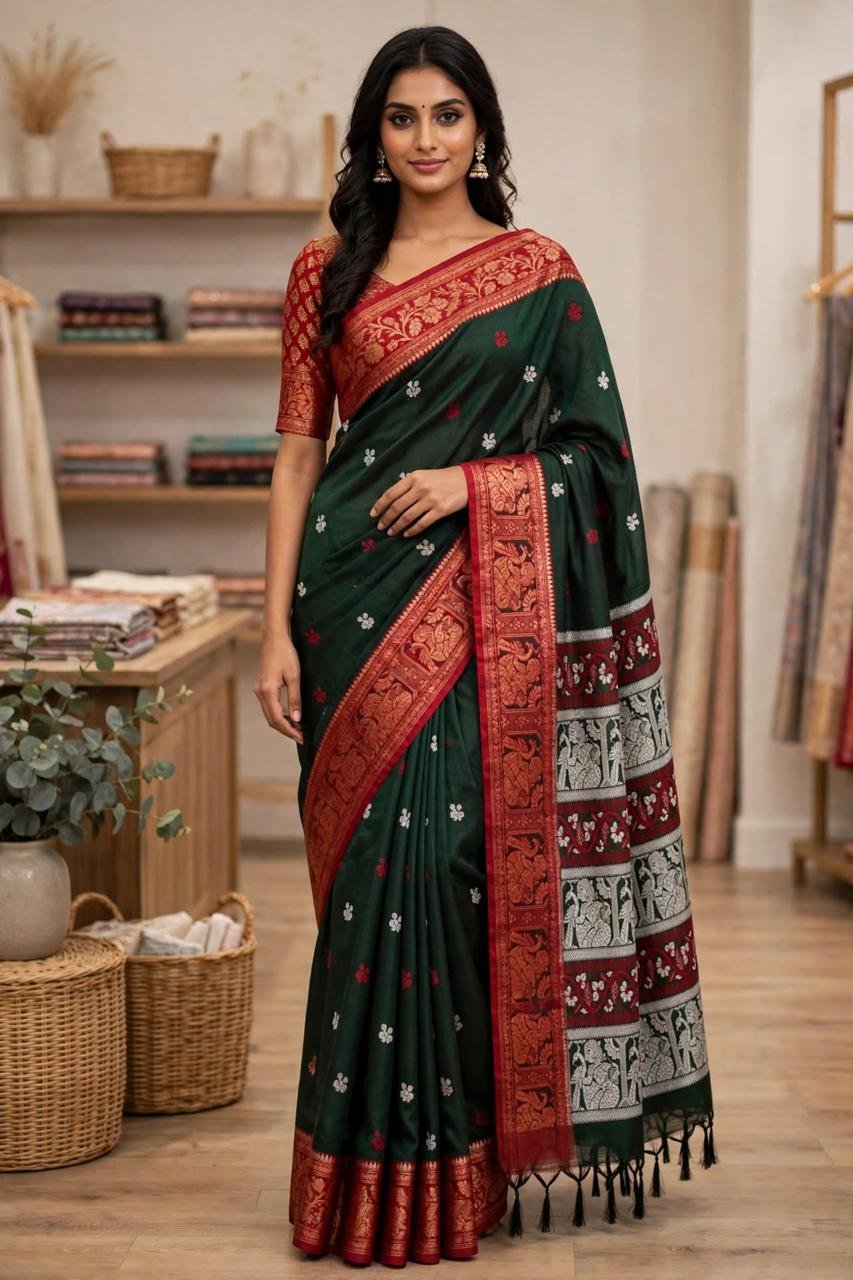cotton-baluchari-saree-01 Baluchari on Pure Cotton Saree - Image 1