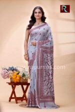 Gujrati Stitch work on Pure Bangalore Silk Saree
