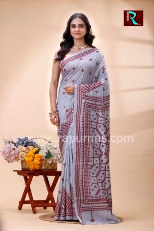 Gujrati Stitch work on Pure Bangalore Silk Saree
