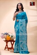 Gujrati Stitch work on Pure Bangalore Silk Saree - Image 3