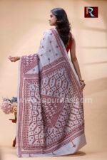 Gujrati Stitch work on Pure Bangalore Silk Saree - Image 3