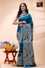 Gujrati Stitch work on Pure Bangalore Silk Saree - Image 3