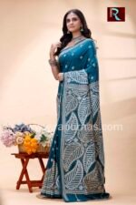 Gujrati Stitch work on Pure Bangalore Silk Saree - Image 4