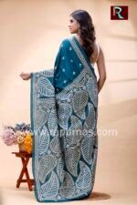 Gujrati Stitch work on Pure Bangalore Silk Saree - Image 5