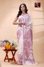 Gujrati Stitch work on Blended Silk Saree - Image 3