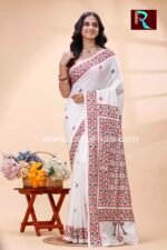 Gujrati Stitch work on Blended Silk Saree - Image 2