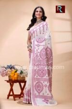 Gujrati Stitch work on Blended Silk Saree - Image 4