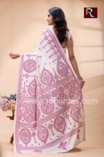 Gujrati Stitch work on Blended Silk Saree - Image 5