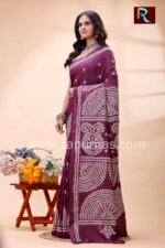 Gujrati Stitch work on Blended Silk Saree - Image 4