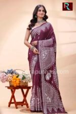 Gujrati Stitch work on Blended Silk Saree - Image 3