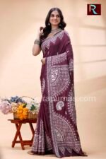 Gujrati Stitch work on Blended Silk Saree - Image 4