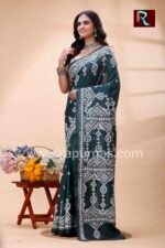 Gujrati Stitch work on Blended Silk Saree - Image 4
