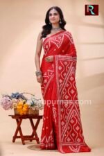 Gujrati Stitch work on Blended Silk Saree - Image 3