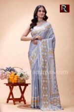 Gujrati Stitch work on Blended Silk Saree - Image 3