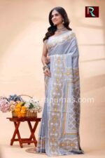 Gujrati Stitch work on Blended Silk Saree - Image 4