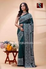 Gujrati Stitch work on Blended Silk Saree - Image 3