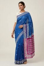 Gujrati Stitch work on dhakai Jamdani Saree - Image 2