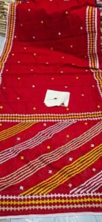 Gujrati Stitch work on dhakai Jamdani Saree - Image 3