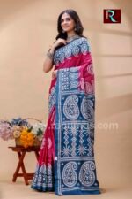 Gujrati stitch on dyed Gachhi Tussar Silk Saree - Image 3