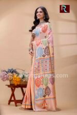 Gujrati Stitch work on Blended Silk Saree - Image 4