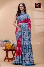Gujrati stitch on dyed Gachhi Tussar Silk Saree - Image 2