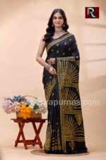 Gujrati Stitch work on Blended Silk Saree