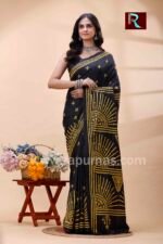Gujrati Stitch work on Blended Silk Saree - Image 2