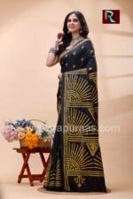 Gujrati Stitch work on Blended Silk Saree - Image 3