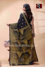Gujrati Stitch work on Blended Silk Saree - Image 4