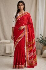 Gujrati Stitch work on dhakai Jamdani Saree - Image 2