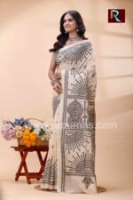 Gujrati stitch on Pure Tussar Silk Saree - Image 2