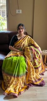 Hand painted Chanderi cotton Saree - Image 2