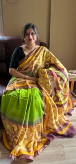 Hand painted Chanderi cotton Saree - Image 3