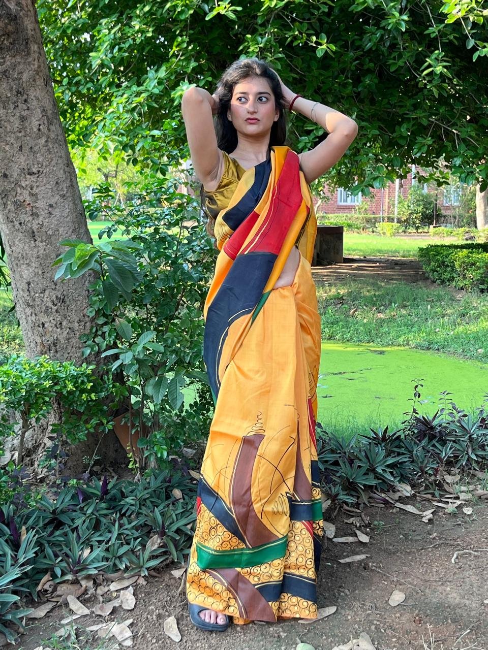 hand-painted-katan-silk-saree00003 Romance - Image 1