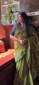 Handloom cotton Saree with Block print - Image 2