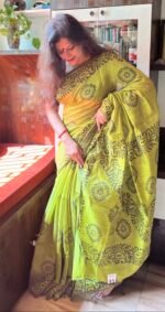 Handloom cotton Saree with Block print - Image 4