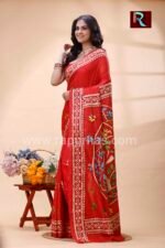 Kantha Stitch Work on Art Silk Saree - Image 3
