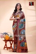 Kantha Stitch Work on Art Silk Saree - Image 3