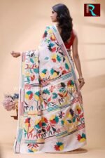Kantha Stitch Work on Art Silk Saree - Image 2