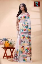 Kantha Stitch Work on Art Silk Saree - Image 3