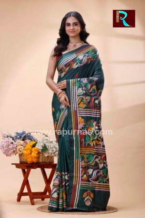 Kantha Stitch Work on Art Silk Saree