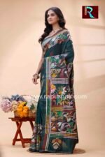 Kantha Stitch Work on Art Silk Saree - Image 3