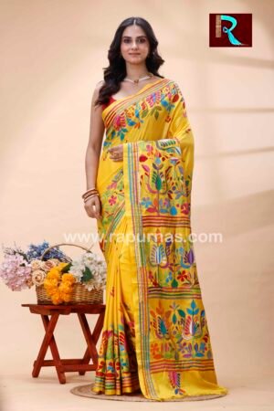 Kantha Stitch Work on Art Silk Saree