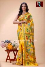 Kantha Stitch Work on Art Silk Saree