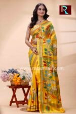 Kantha Stitch Work on Art Silk Saree - Image 2