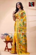 Kantha Stitch Work on Art Silk Saree - Image 3