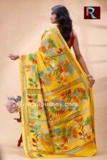 Kantha Stitch Work on Art Silk Saree - Image 4