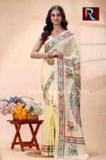 Kantha Stitch Work on Art Silk Saree - Image 2