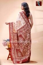 Kantha Stitch Work on Bangalore Silk Saree with hand batik - Image 4
