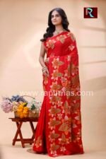 Kantha Stitch Work on Bangalore Silk Saree - Image 2